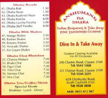 Anshumann Da Dhaba Caulfield South menu