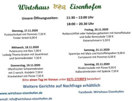 Wirtshaus Eisenhofen menu