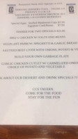 Cc's Tavern menu