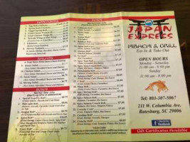 Japan Express menu