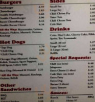 Tops Choice Hamburgers menu