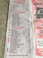 Canton Chinese menu