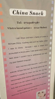 China Snack menu