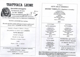 Trattoria Pizzeria Leone menu