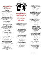 The Crazy Lady Saloon menu