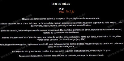 Auberge De La Diligence menu