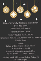 Hosler's Family menu