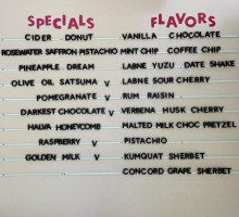 Fortunes Ice Cream menu