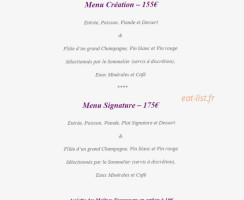 Auberge de l'Ile menu