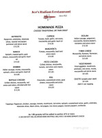 Joe's Restaurant menu