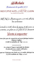 Le Relais menu