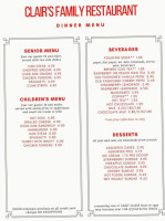 Clair's Family menu