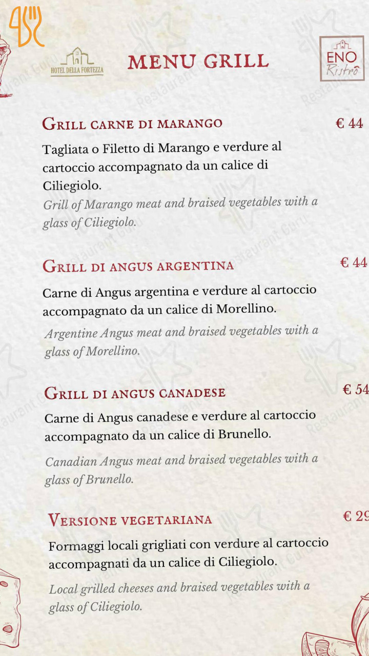 Enoristrò Speisekarte