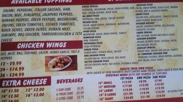 A-1 Pizza menu