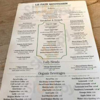 Le Pain Quotidien menu