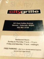 City Grille menu