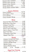 Young's Garden Restaurant menu