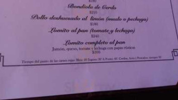 La Cosquilla del Angel menu