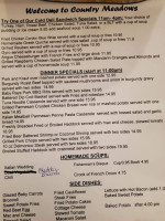 Country Meadows menu