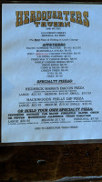 Headquarters Tavern menu