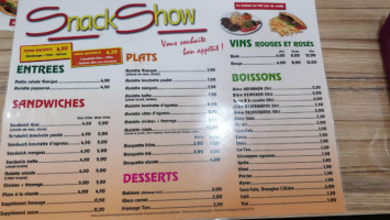 Snack Show menu