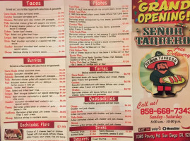 Senor Taquero 2 menu