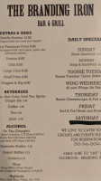 Branding Iron Pub menu