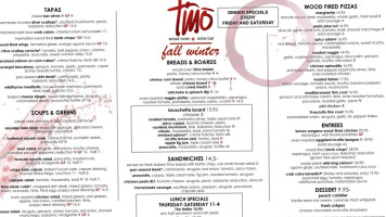 Timo Wine menu