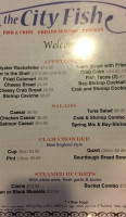 The City Fish menu