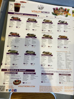 Vitality Bowls menu