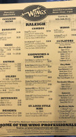 Wings over Raleigh menu