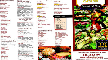 Valley Caterers menu