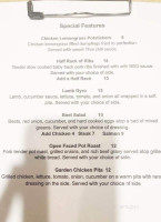 The Broad Street Grill menu