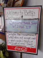 Betty's menu