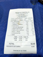 Venta Castilla Chiclana De La Frontera menu