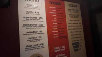 Street Taco menu