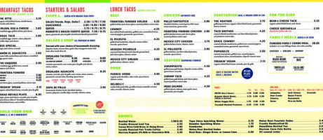 Tacodeli North menu