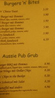 Flying Kangaroo Australian Pub menu