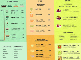 Aosa Coffee menu