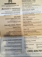 Anthony's Coal Fired Pizza menu