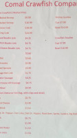 Comal Crawfish Company menu