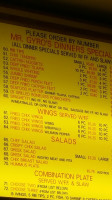 Mr Gyro's menu