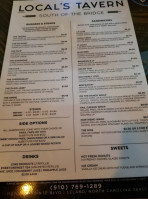 Locals Tavern menu