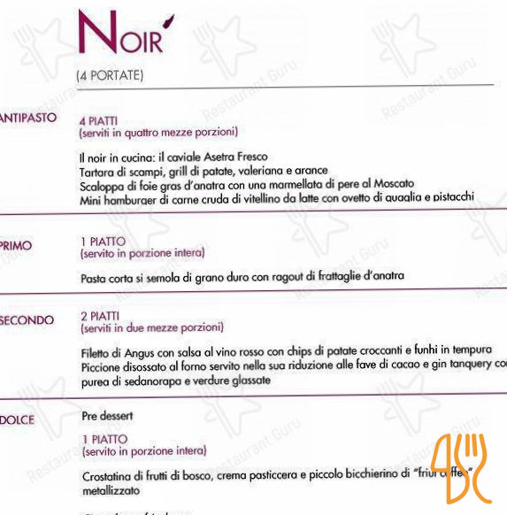 Vinalia Beninenoteca Speisekarte