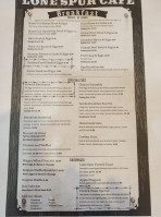 The Lone Spur Cafe menu