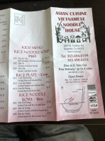 Asian Cuisine Vietnamese Noodle House menu