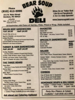 Bear Soup Deli menu