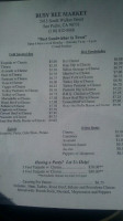 Busy Bee menu