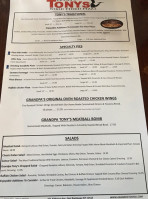 Grandpa Tony's menu