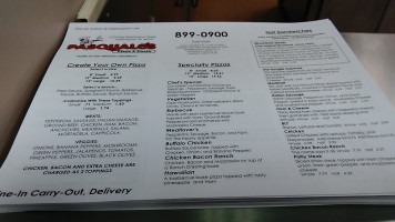 Pasquale's Pizza Pasta menu